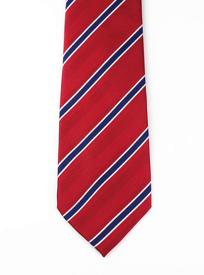 Elfeves Men's Modern Striped Patterned Formal Ties College Daily Woven Neckties (One Size, Red Blue) - Image 4